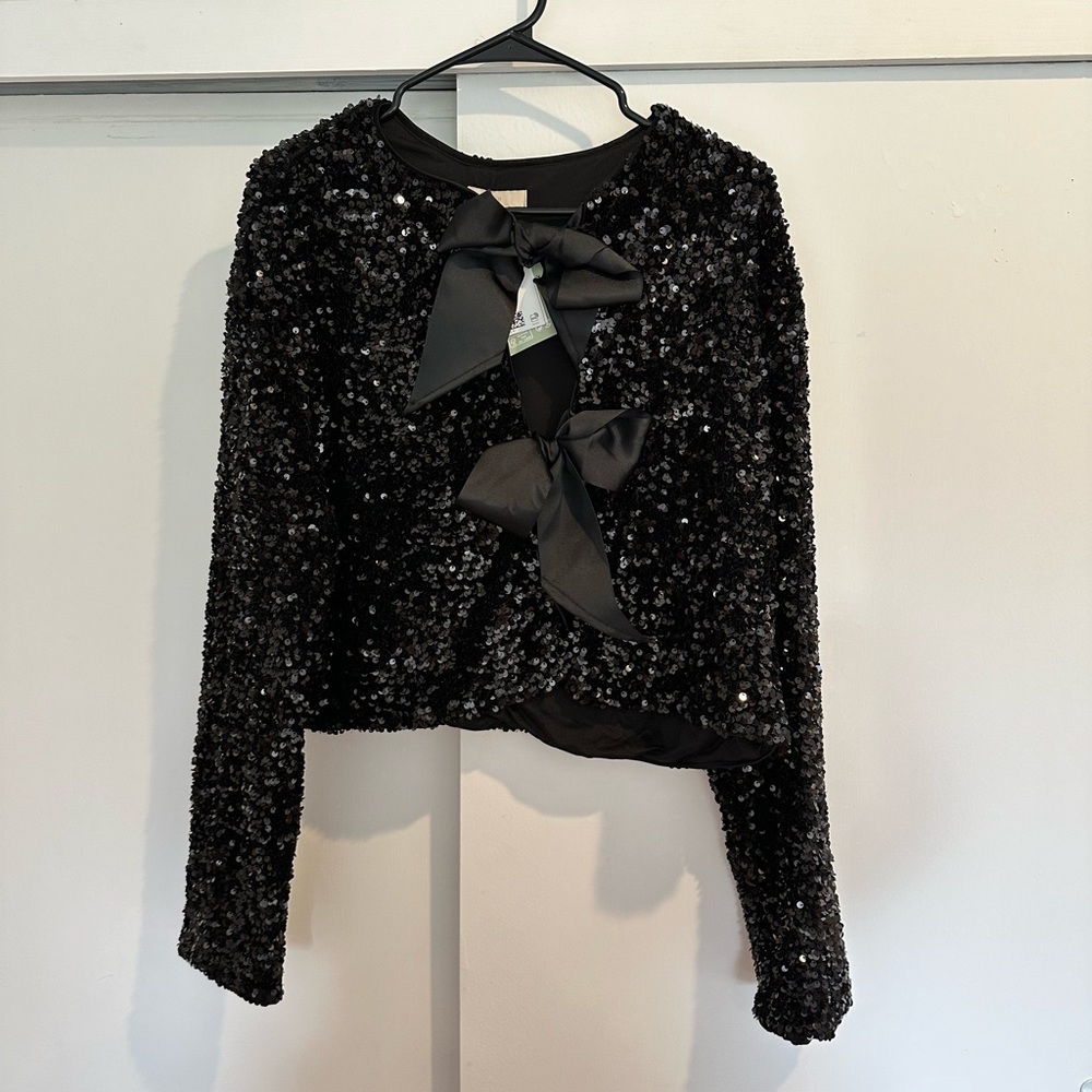 NWT H&M sequin bow cardigan